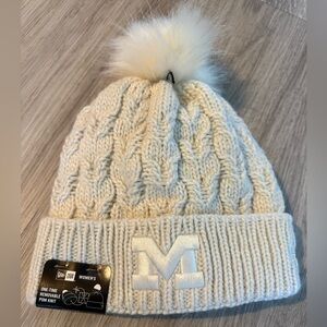 Women’s Removable Pom Michigan Beanie - NEW